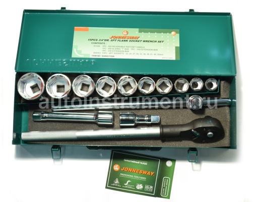Набор головок грузовой 15 пр. Jonnesway 3/4" 22-50мм. 6гр. S04H6115SA
