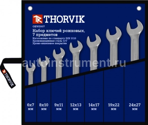 Набор ключей рожковых 7 шт. THORVIK 6-27мм. OEWS007