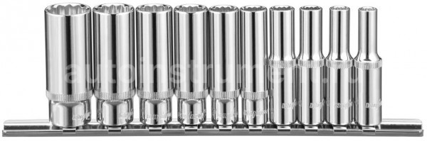 Набор головок 10 пр. OMBRA 1/4" 3/16”-9/16”, 12 гр на держателе.