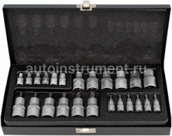 Набор головок TORX 24 пр. АВТОДЕЛО 1/4"-1/2" Е4-Е18, Т7-Т50 39924