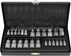 Набор головок TORX 24 пр. АВТОДЕЛО 1/4"-1/2" Е4-Е18, Т7-Т50 39924