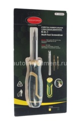 Отвёртка универс.ROCK FORCE переставная с битами , L-200мм (PH1, PH2, SL4.5, SL5.5) RF-303843