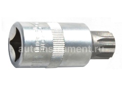 Головка торцевая со вставкой SPLINE М16 с отверстием 1/2" АВТОДЕЛО L=55mm 39516