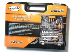 Набор инструмента АВТОДЕЛО 39856 (56 предметов) 1/2",1/4" пласт.кейс