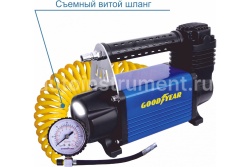 Автомобильный воздушный компрессор Goodyear GY-50L LED 50 л/мин GY000113 с фонарем и съемным винтовым шлангом