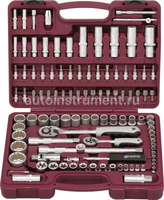 Набор инструмента THORVIK UTS0108/12 (108 предметов) 1/4",1/2" 12 гр. пласт.кейс