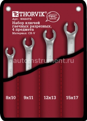 Набор ключей разрезных 4 шт. THORVIK 8-17мм. сумка W4S4TB