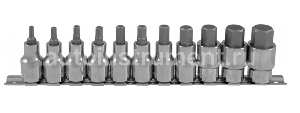 Набор головок HEX 11 пр. OMBRA 1/2" H 4-H19 (планка)