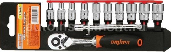 Набор головок 12 пр. OMBRA 1/4" 4-13, трещотка+удлин. холдер