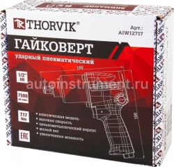 Гайковёрт ударный пневматический THORVIK 1/2"DR 7500 об/мин, 717 Nm AIW12718