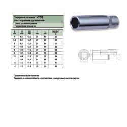 Головка торцевая 13мм. 1/2" Jonnesway удлиненная S04HD4113