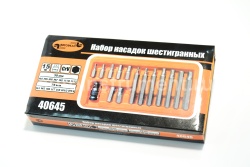 Набор бит (вставок) 15 пр. HEX Н4-Н12 АВТОДЕЛО 40645