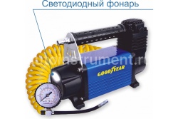 Автомобильный воздушный компрессор Goodyear GY-50L LED 50 л/мин GY000113 с фонарем и съемным винтовым шлангом