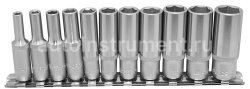 Набор торцевых головок и насадок 1/4"DR 6-гранных глубоких 11 пр. ROCK FORCE RF-21115-5