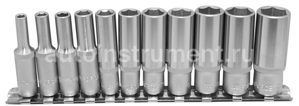 Набор торцевых головок и насадок 1/4"DR 6-гранных глубоких 11 пр. ROCK FORCE RF-21115-5