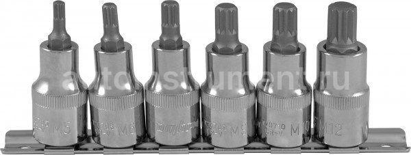 Набор головок SPLINE 6 пр. OMBRA 1/2" M 5-M12 (планка)