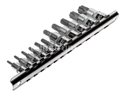Набор головок торцевых с насадкой TORX с отверстием 1/4"-3/8", T10H-T60H 11 шт JTC-3902