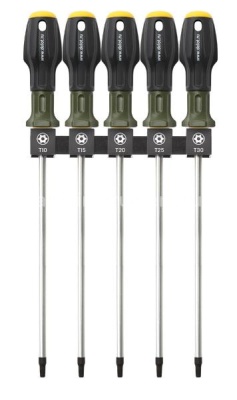 Набор отвёрток TORX с отверстием (T10,T15,T20,T25,T30) длиной 250 мм, 5 штук ДЕЛО ТЕХНИКИ 726105