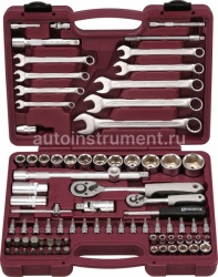 Набор инструмента THORVIK UTS0082 (82 предмета) 1/4",1/2" 6 гр. пласт.кейс