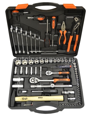 Набор инструмента АВТОДЕЛО 39875 (75 предметов) 1/2",1/4" пласт.кейс