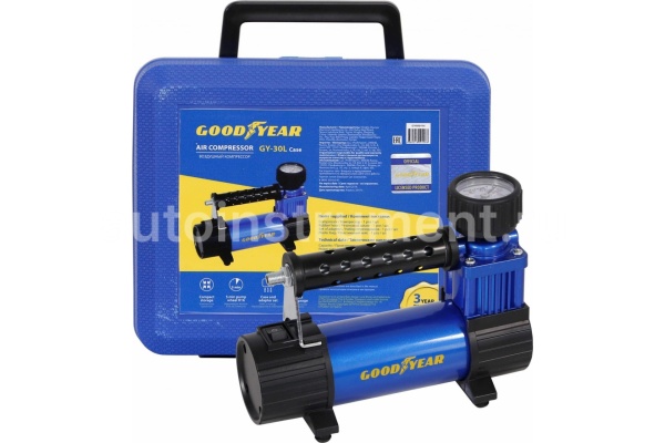 Автомобильный воздушный компрессор Goodyear GY-30L CASE 30л/мин GY000114 со съемным резиновым шлангом