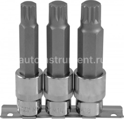 Набор головок SPLINE 3 пр. OMBRA 1/2" M14-M18 (планка) L=100 мм.