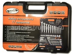 Набор инструмента АВТОДЕЛО 39877 (77 предметов) 1/2",1/4" пласт.кейс