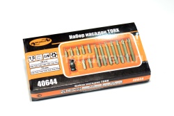 Набор бит (вставок) 15 пр. TORX Т20-Т55 АВТОДЕЛО с центр. отв. 40644