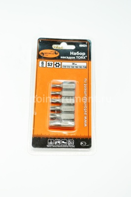 Набор бит (вставок) 6 пр. TORX Т20-Т50 30мм. АВТОДЕЛО с центр. отв. блистер 40631