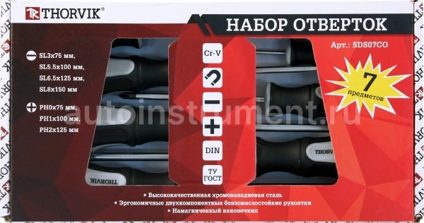 Набор отвёрток 7шт. THORVIK SDS07CO