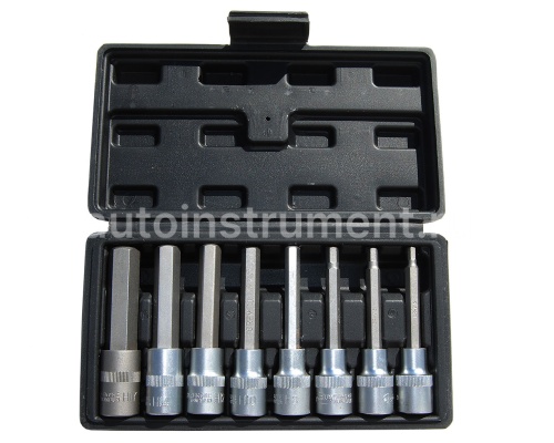 Набор головок 8 пр. АВТОДЕЛО 1/2" HEX H5-H17мм L=100mm в кейсе 39400