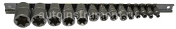 Набор головок 14 пр. Jonnesway 1/4",3/8",1/2" TORX E4-E24 S06H414S