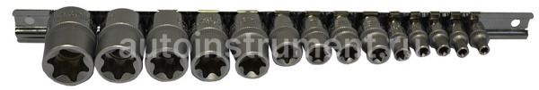 Набор головок 14 пр. Jonnesway 1/4",3/8",1/2" TORX E4-E24 S06H414S