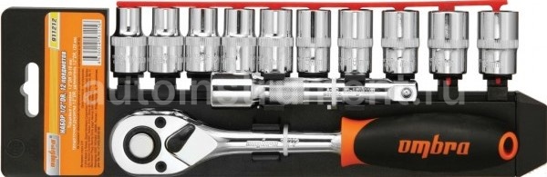 Набор головок 12 пр. OMBRA 1/2" 10-19, трещотка+удлин. холдер