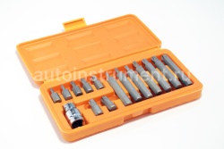 Набор бит (вставок) 15 пр. TORX Т20-Т55 АВТОДЕЛО с центр. отв. 40644