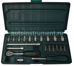Набор головок 21 пр. Jonnesway 1/4" 4-13мм. S04H2721S