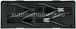 Ложемент - щипцы для стопорных колец 7" набор 4 пр. Jonnesway AG010002SC с пластиковой крышкой,