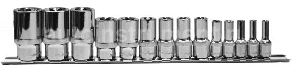 Набор головок 14 пр. OMBRA 1/2" 3/8" 1/4" TORX Е4-Е24 удлин.