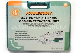Набор инструмента Jonnesway S04H52482S (82 предмета) 1/4" 4-14мм. 1/2" 14-32мм. в чемодане