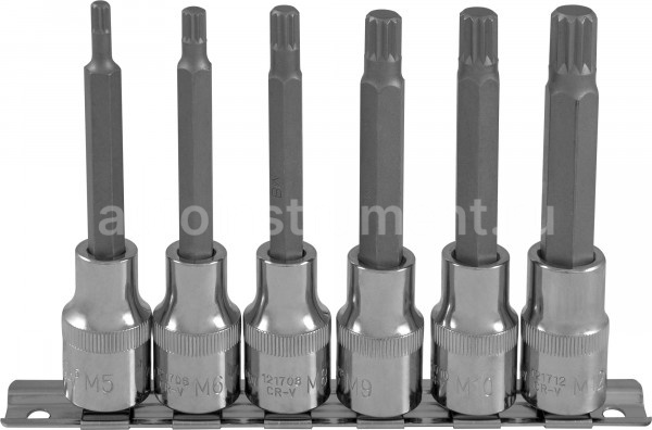 Набор головок SPLINE 6 пр. OMBRA 1/2" M 5-M12 (планка) L=100 мм.