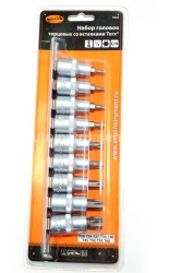 Набор головок со вставкой TORX 9 пр. 1/2" Т20-Т60 АВТОДЕЛО планка 39835