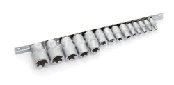 Набор головок TORX 1/4" (Е4-Е8); 3/8" (Е10-Е14); 1/2" (Е16-Е24) 14 штук ДЕЛО ТЕХНИКИ 623714