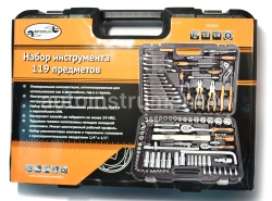 Набор инструмента АВТОДЕЛО 39909 (119 предметов) 1/2",1/4" пласт.кейс