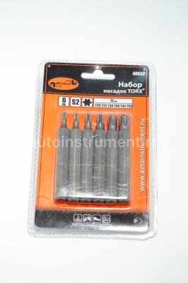 Набор бит (вставок) 6 пр. TORX Т20-Т50 75мм. АВТОДЕЛО блистер 40632