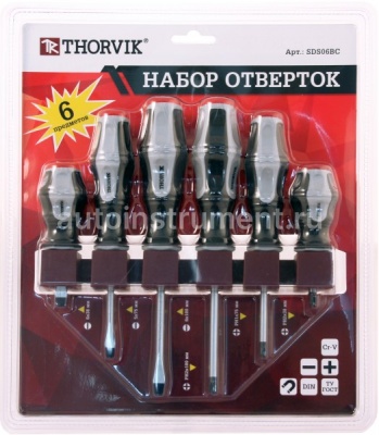Набор отвёрток 6шт. THORVIK на держателе SDS06BC